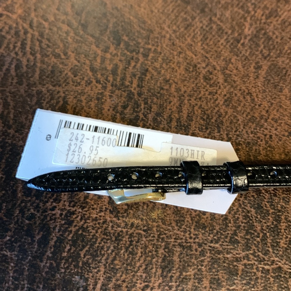 9mm Black lizard Leather Replacement Watch Band - Picture 6 of 7